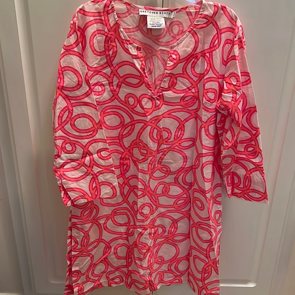 GRETCHEN SCOTT TUNIC ORANGE / PINK SMALL DRESS/BEACH COVERUP